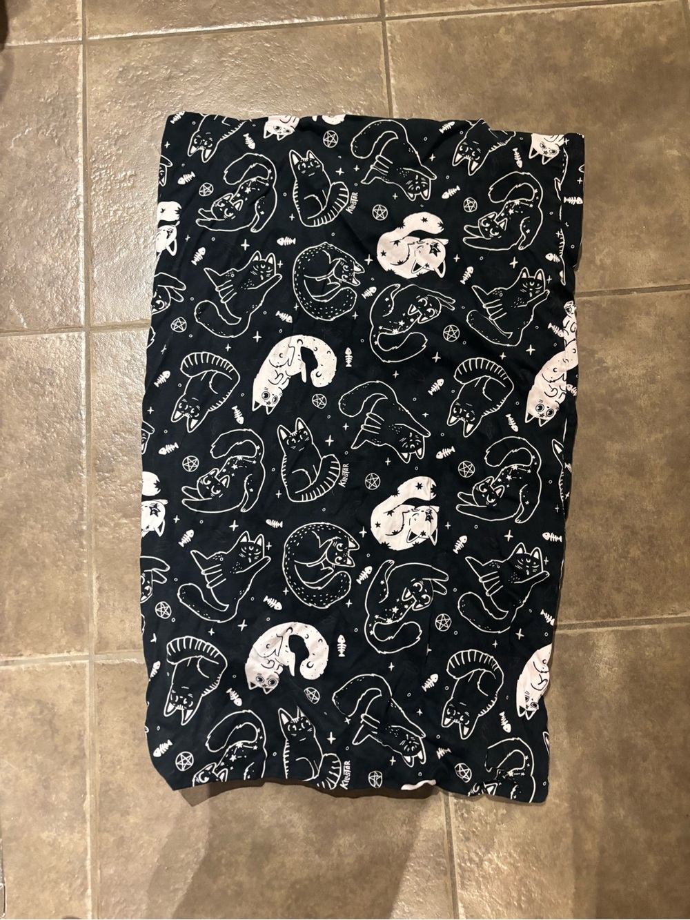 Killstar Black with White Cat Print Pillowcase